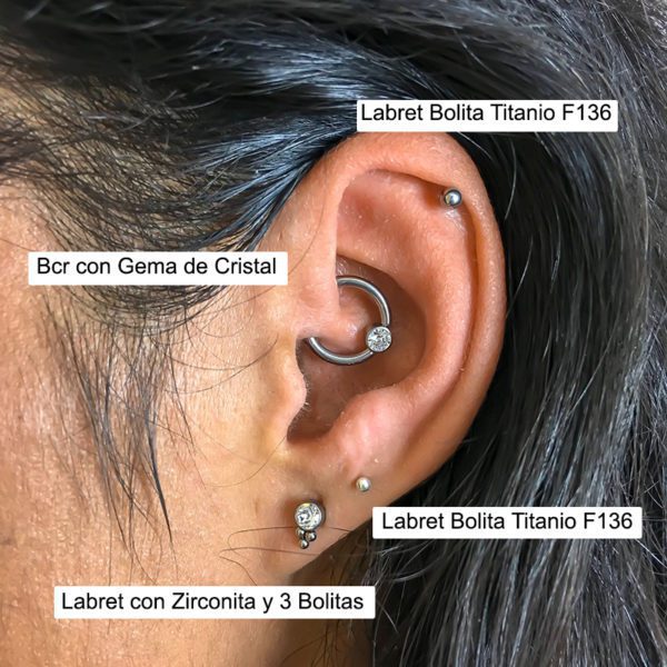 Yanni Piercing diseño oreja ear design titanio opal opalo tit f136