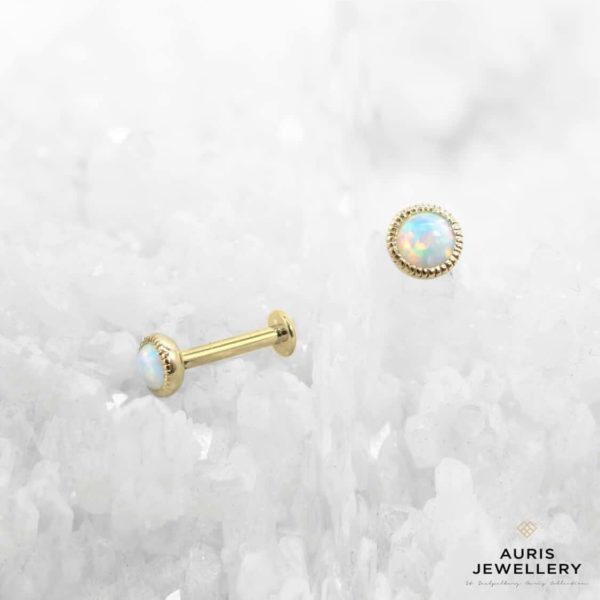 Labret con top de opalo de oro 14k de Auris Jewellery yannipiercing envio gratis tienda online