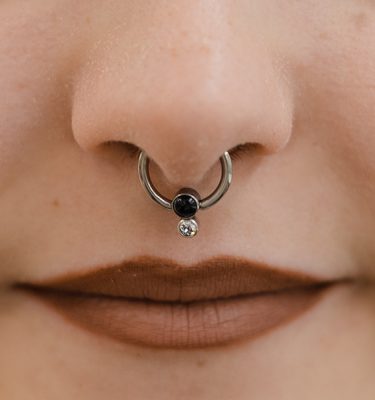 Yanni Piercing Joyas Titanio Grado Implante Septum Aro Onyx Circonita